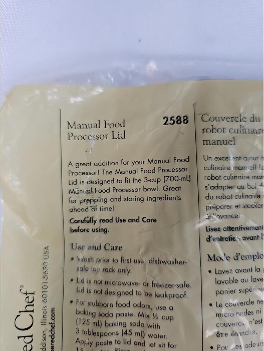 New Pampered Chef Manual Food Processor Lid 2588